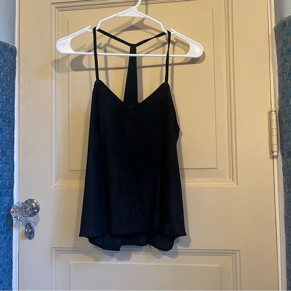 Black AS by DF side leather strappy flowy tank top